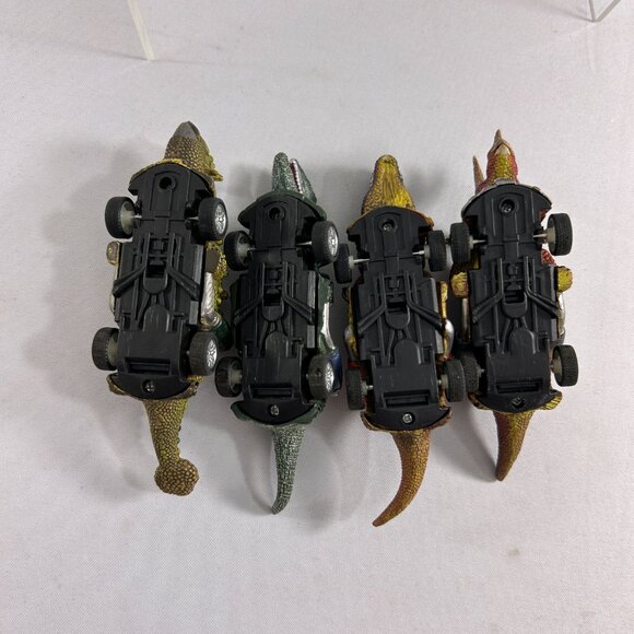 Lot 4 Dinosaur Motorized Pull Back Cars Toys Triceratops Ankylosaurus Works - Picture 5 of 7
